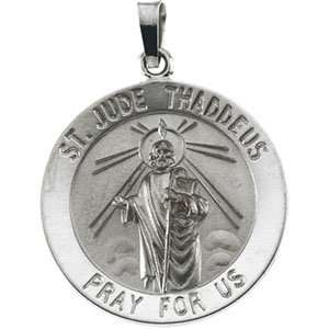  22.00 Mm 14K White Gold St. Jude Thaddeus Medal Jewelry
