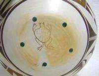 Vintage 1950s/60s Historic Hopi White Slip Pottery Bowl Frog Woman Joy 