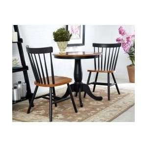  3 Piece Set   Round Table with 2 Chairs in Black / Cherry 