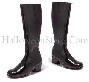 250 Teri Black Patent Go Go Boots  2.5 Heel No Stretch Knee High 