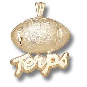 Maryland Terrapins Solid 10K Gold TERPS Football Pendant  