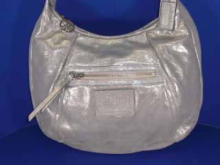 Coach 16374 Silver Poppy Leather Boho Shoulder Handbag  