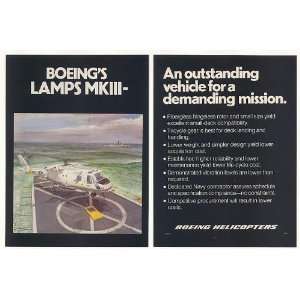  1977 US Navy Boeing LAMPS MKIII Helicopter 2 Page Print Ad 