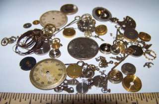 1oz Biggie Small STEAMPUNK Old Watch Parts GEARS Dials Hands Large 