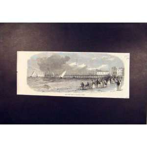  New Pier Bognor Sussex Beach Sea Old Print 1865