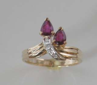 14kt Ladies Gold Ring Ruby & Diamonds Gemstone Ring  