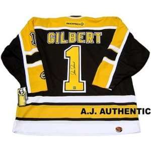 GILLES GILBERT Boston Bruins SIGNED Hockey JERSEY   Autographed NHL 