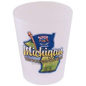  Michigan Shot Glass 2.25H X 2 W Frosted Map/Flag Case 