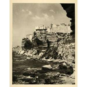  1937 Cliff Houses Bonifacio Corsica France Photogravure 