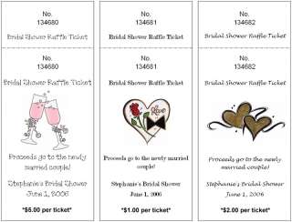 Wedding Bridal Shower Raffle Tickets Personalized Party  