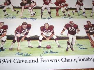 1964 Cleveland Browns Championship Team Lithograph Autographed by 24 
