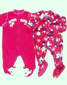 CARTERS TCP Holiday Fleece Sleeper Pajama Lot 6 9 Boy  