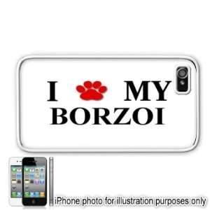 Borzoi Paw Love Dog Apple iPhone 4 4S Case Cover White 