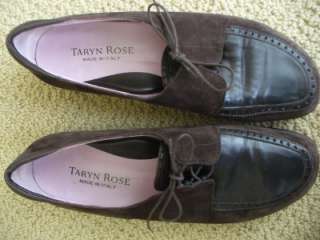 TARYN ROSE Chocolate Brown Suede Leather Lace Up Shoes 41  