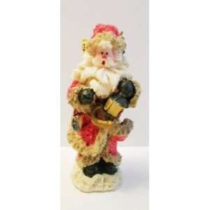  Red Santa with a Lantern & a Bag of Gifts Holiday Figurine 