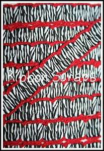 RED MOON STITCH BLACK WHITE ZEBRA ANIMAL PRINT GROSGRAIN RIBBON 