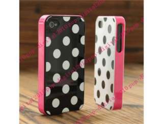 Pink White Polka Dots 3in1 Hard Back Cover Skin Case for iPhone 4 G 4G 