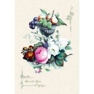  Vintage Art Fruit with Roses   04349 0