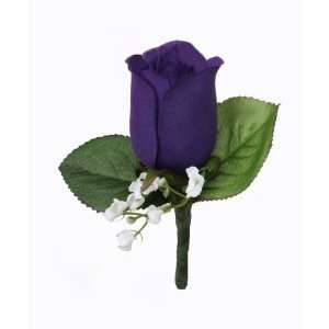  Purple Silk Rose Boutonniere 