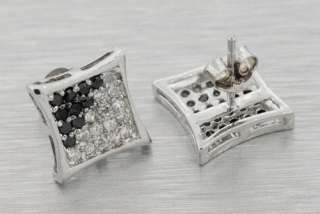 925 STERLING SILVER PAVE BLACK WHITE SIMULATED LAB DIAMOND EARRINGS 