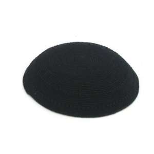  Centimeter Black Knitted Kippah with Swirling Pattern 