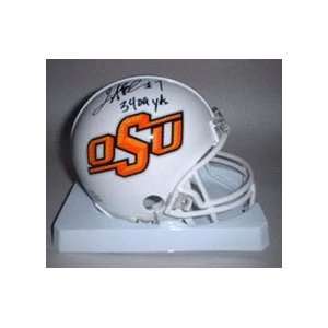 Tatum Bell Autographed Oklahoma State Cowboys Riddell Mini Helmet with 