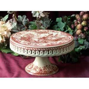  Cake Plate Porcelain   Red