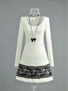 D455 New Korean gentlewoman womens cotton white dress  