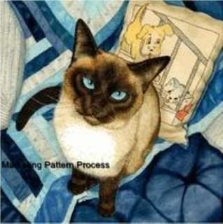 Siamese Cat in Blue Cross Stitch Pattern  