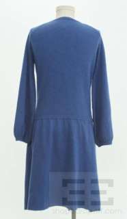 Cynthia Rowley Blue & Metal Plate Closure 3/4 Sleeve Duster Sweater 