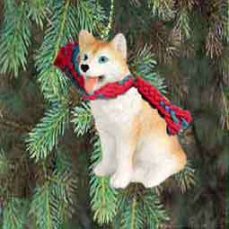 Siberian Husky Tan/Wh /w Blue Eyes Holiday Ornament New  