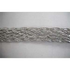  Braided Metallic Silver Flat Trim 5/8 Inch Sold By The 