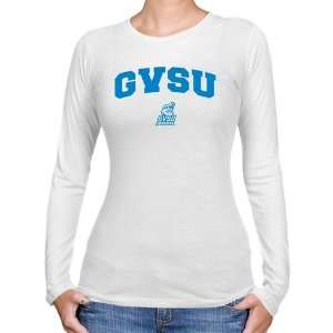 Grand Valley State Lakers Ladies White Logo Arch Long Sleeve Slim Fit 
