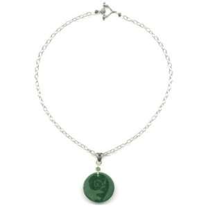  Sterling Silver Etched Moss Agate Fern Necklace Jewelry