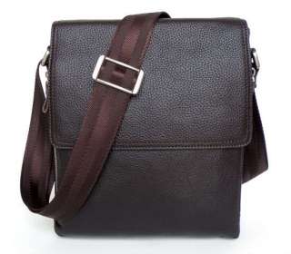 Cowhide Leather Mens Briefcase Messenger Cross Body Bag Purse  