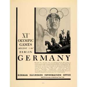  1936 Ad Olympic Games Berlin German Railway Jesse Owens 