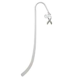   Cutout Silver Plated Charm Bookmark with Clear Crystal Swarovski Drop