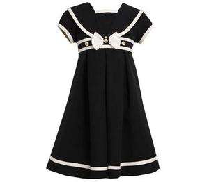Bonnie Jean Girls Spring Summer Navy Nautical Sailor Poplin Dress 6 