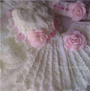 Beautiful Babys Bonnets Crochet Pattern for Matinee Set, Newborn 