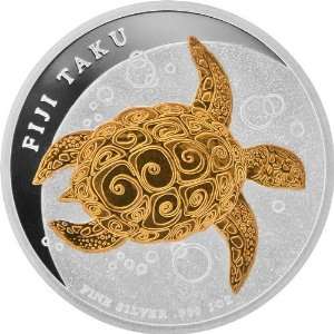  Fiji 2010 2 $ Fiji Taku 1 oz .999 Silver Coin Limited 