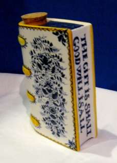 Delftware Porcelain Book flower vase hand warmer blue  