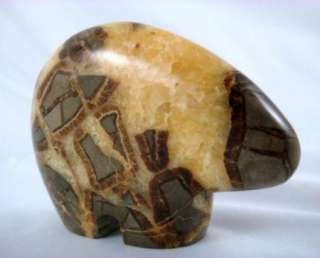 Polished Septarian Crystal Carved Small Bear Sculpture  