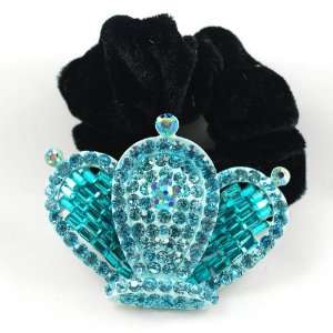  Blue Rhinestone Crown Scrunchie Beauty