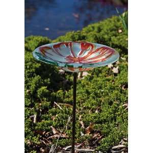   Garden Glass birdbath with Stake, Poppy Paradise Patio, Lawn & Garden