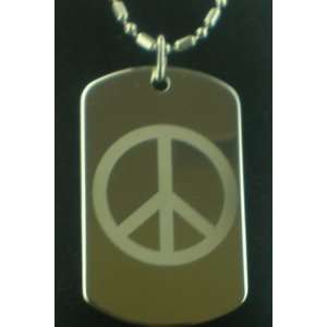  PEACE Symbol Dog Tag Pendant Necklace 