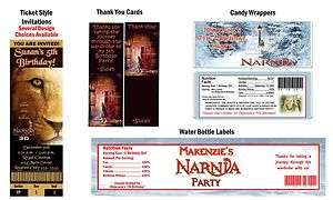 Narnia The Lion Witch Wardrobe Birthday Party Ticket Invitations 