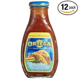 Ortega Taco Sauce, Original, Medium, 8 Ounce Glass Bottles (Pack of 12 