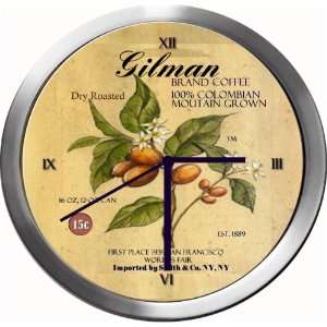  GILMAN 14 Inch Coffee Metal Clock Quartz Movement Kitchen 