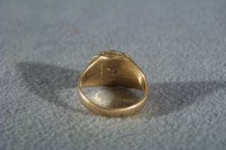 ANTIQUE 14 K GOLD ENAMEL DIAMOND MASONIC SIGNET RING 8  