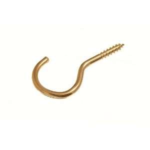 CUP HOOK SCREW IN UNSHOULDERED TOTAL LENGTH 38MM BRASS PLATED ( pack 
